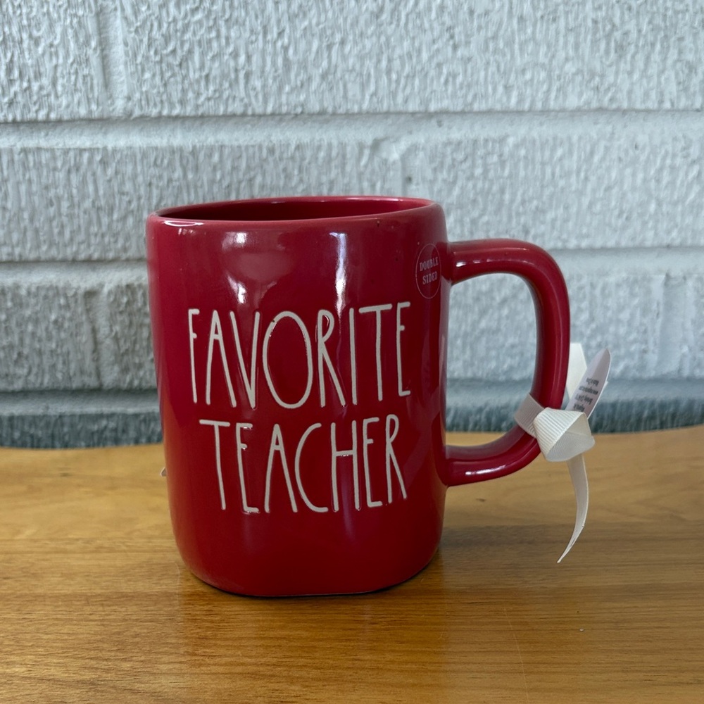 Rae Dunn Artisan Collection by Magenta Red Favorite Teacher Mug NWT
